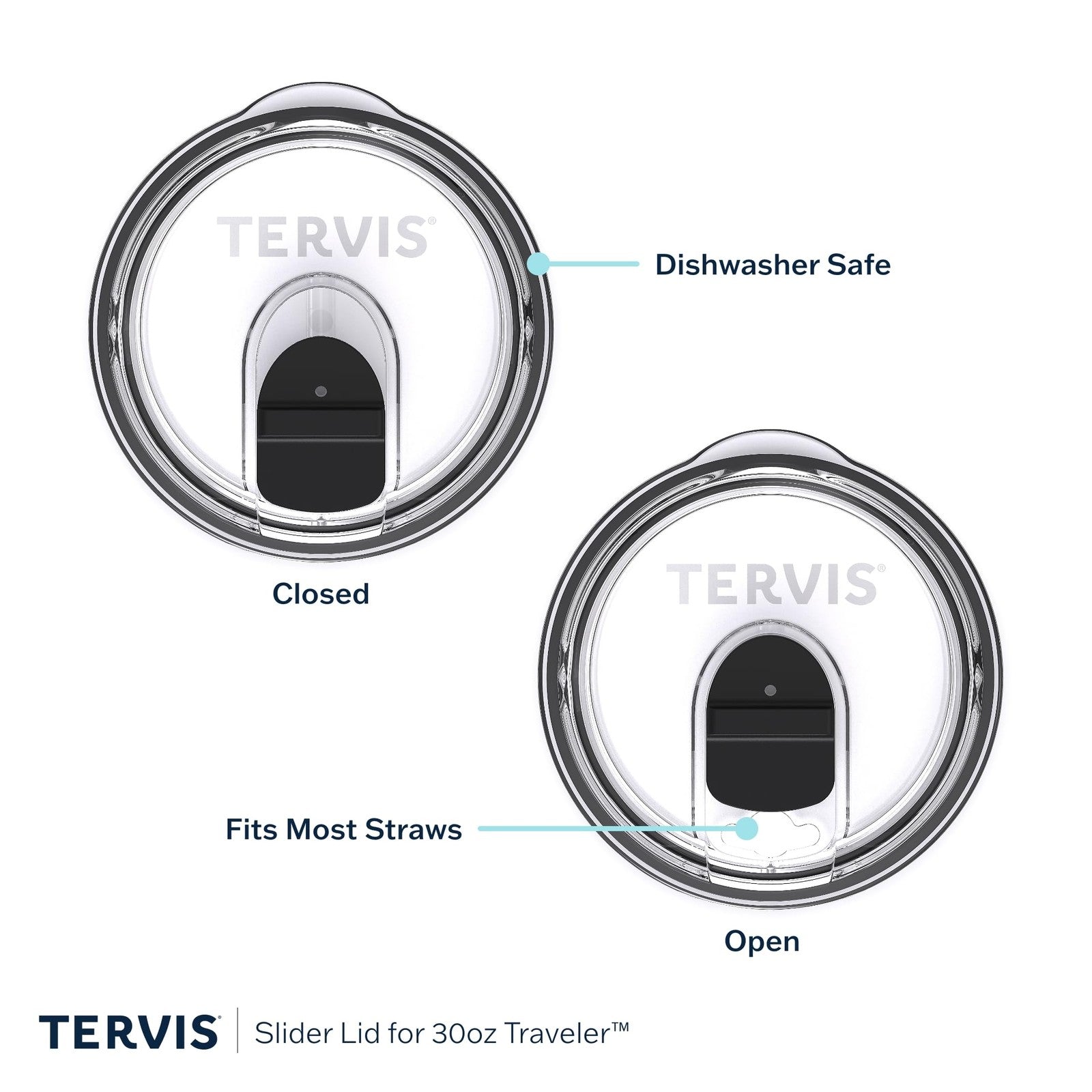 Clear Tervis Slider Lid Fits 30oz Stainless Steel Tumbler, Insulated
