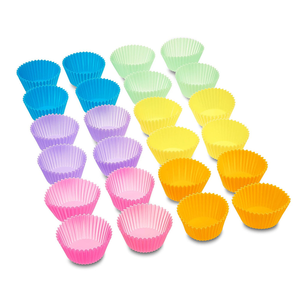 24 Multicolor Silicone Baking Cups, Non-Stick, Dishwasher Safe