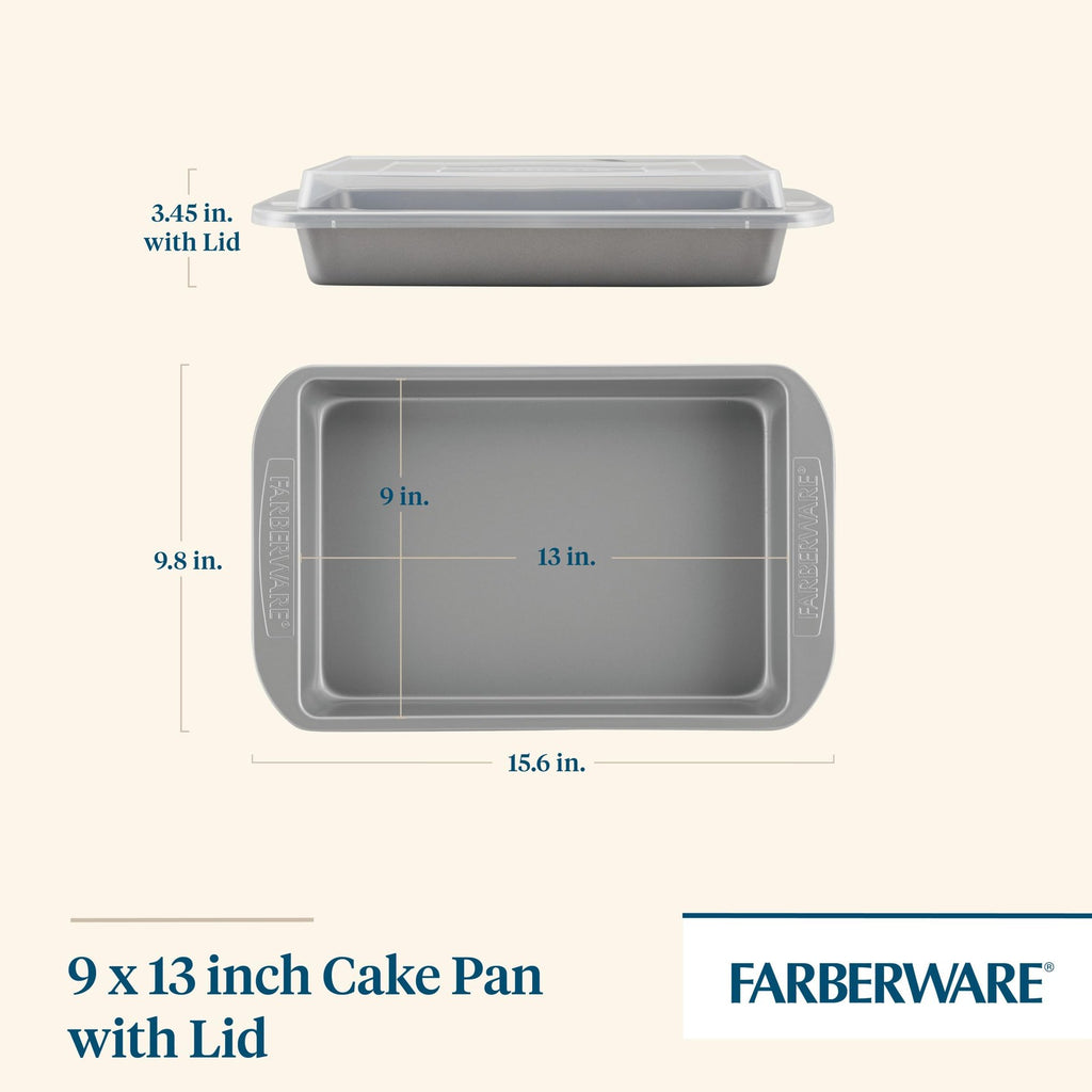 *Damaged lid, see photos* Farberware 9" x 13" Nonstick Baking Pan w/ Lid - Gray