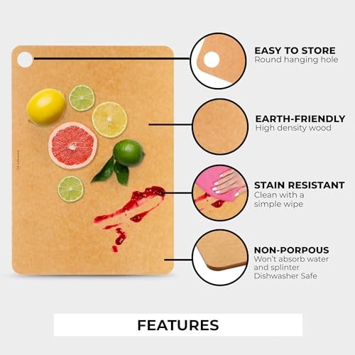 Wood Cutting Boards Set of 2, Medium 12x9 & Large 15x11.25, Natural