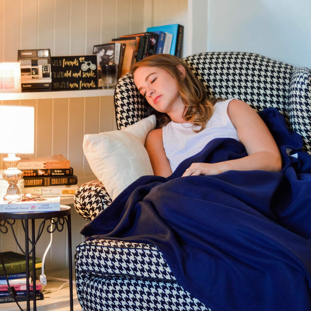 Lightweight Compact Microfleece Travel Blanket 50x60 In Royal Blue