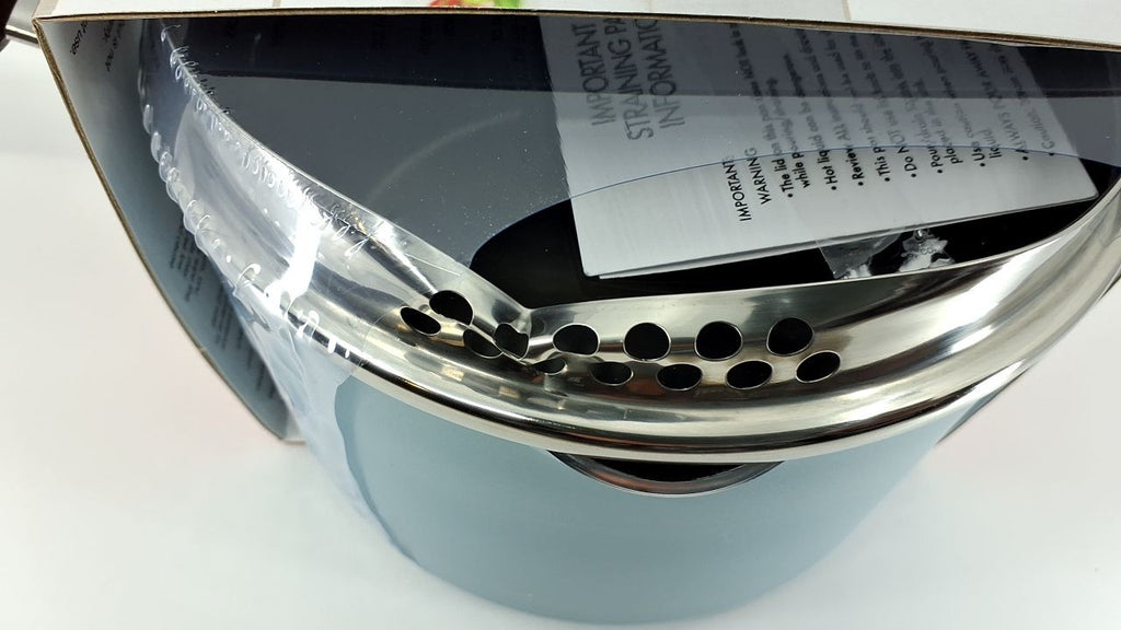 Farberware DiamondMax 3Qt Saucepan w/ Strainer Lid, Aqua, Dishwasher Safe