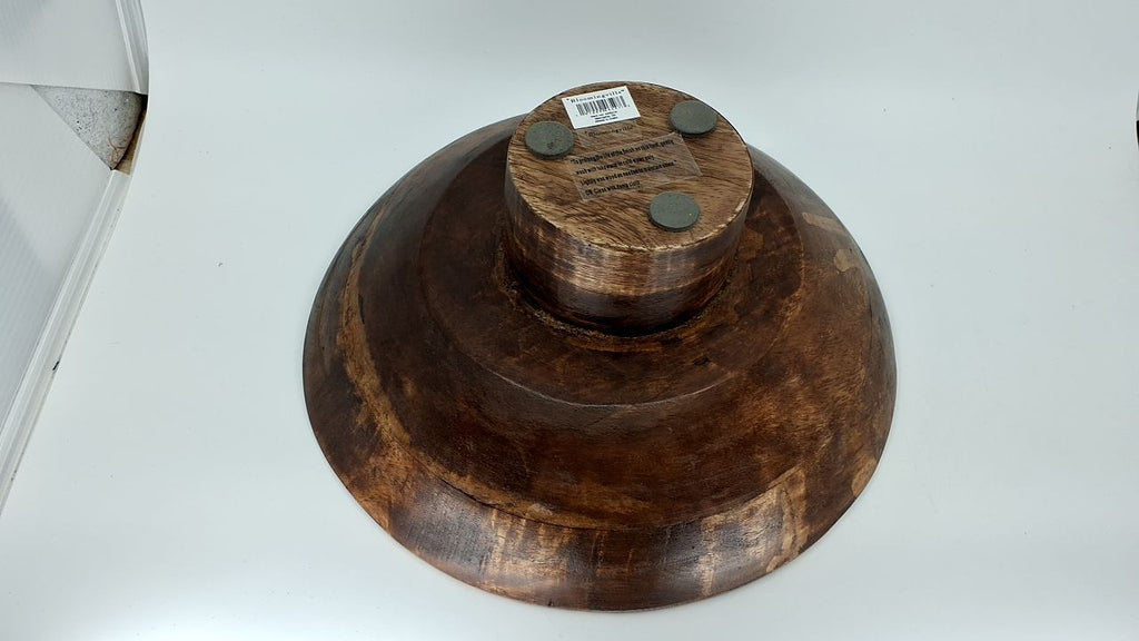 Bloomingville Mango Wood Footed Bowl, Walnut Finish
