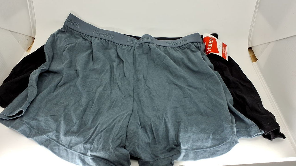 Hanes Originals Women's Lounge Shorts 2-Pack, Large, Black/Stargazer Grey