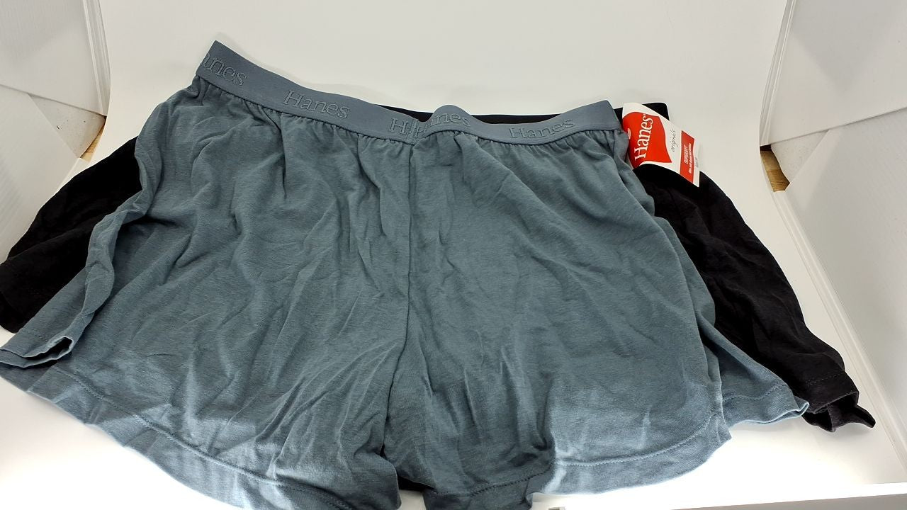 Hanes Originals Women's Lounge Shorts 2-Pack, Large, Black/Stargazer Grey