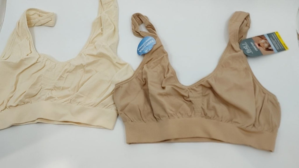 Bali Comfort Revolution Seamless Crop Top 2 Pack, Medium, Light Beige/Nude