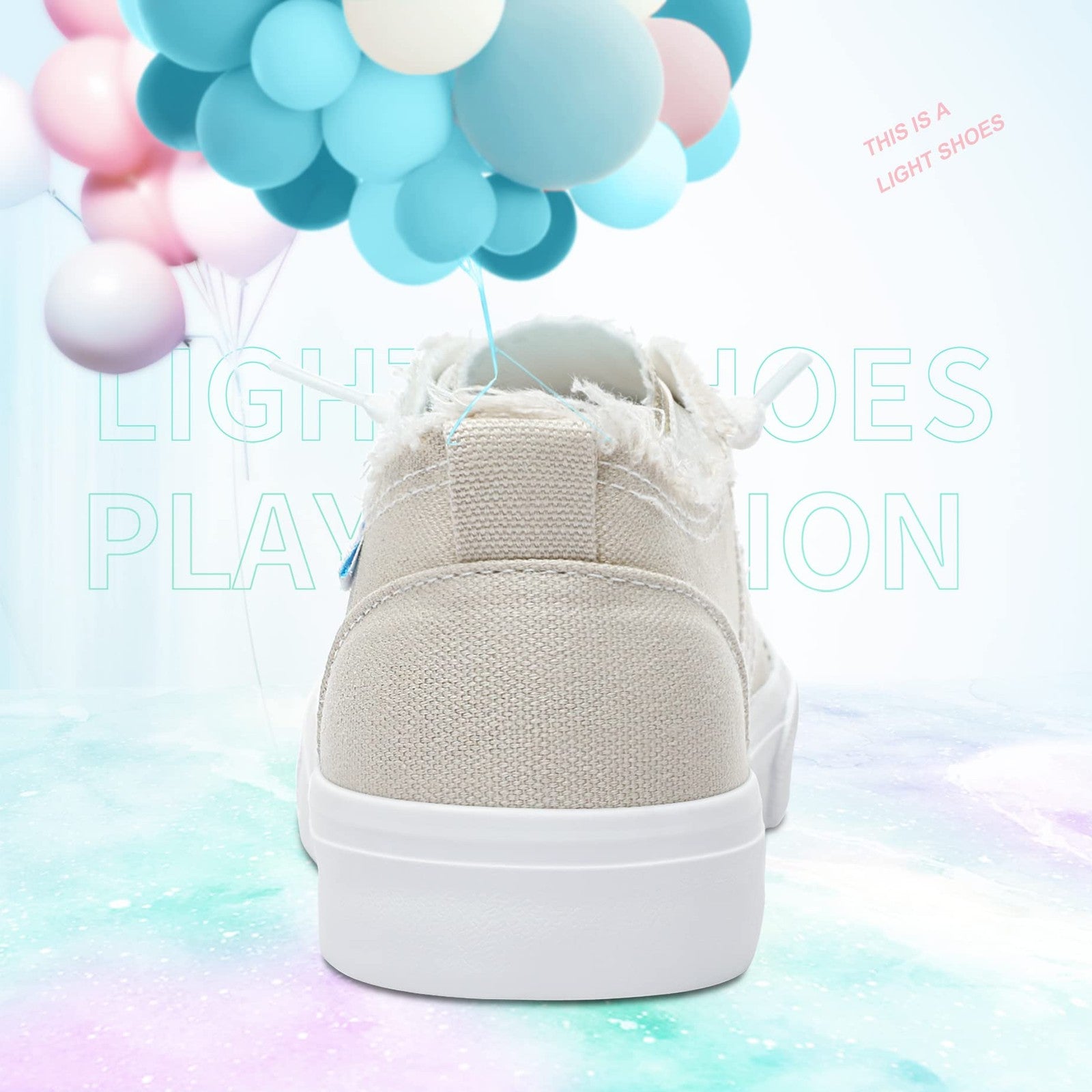 Obtaom Women's Comfortable Beige Canvas Sneakers Size 5