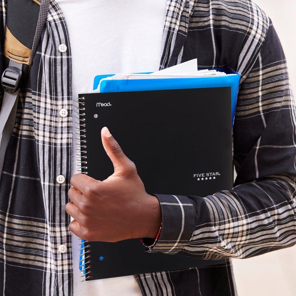 Five Star 5 Subject Spiral Notebook, 200 Sheets, Black, 8.5x11 in