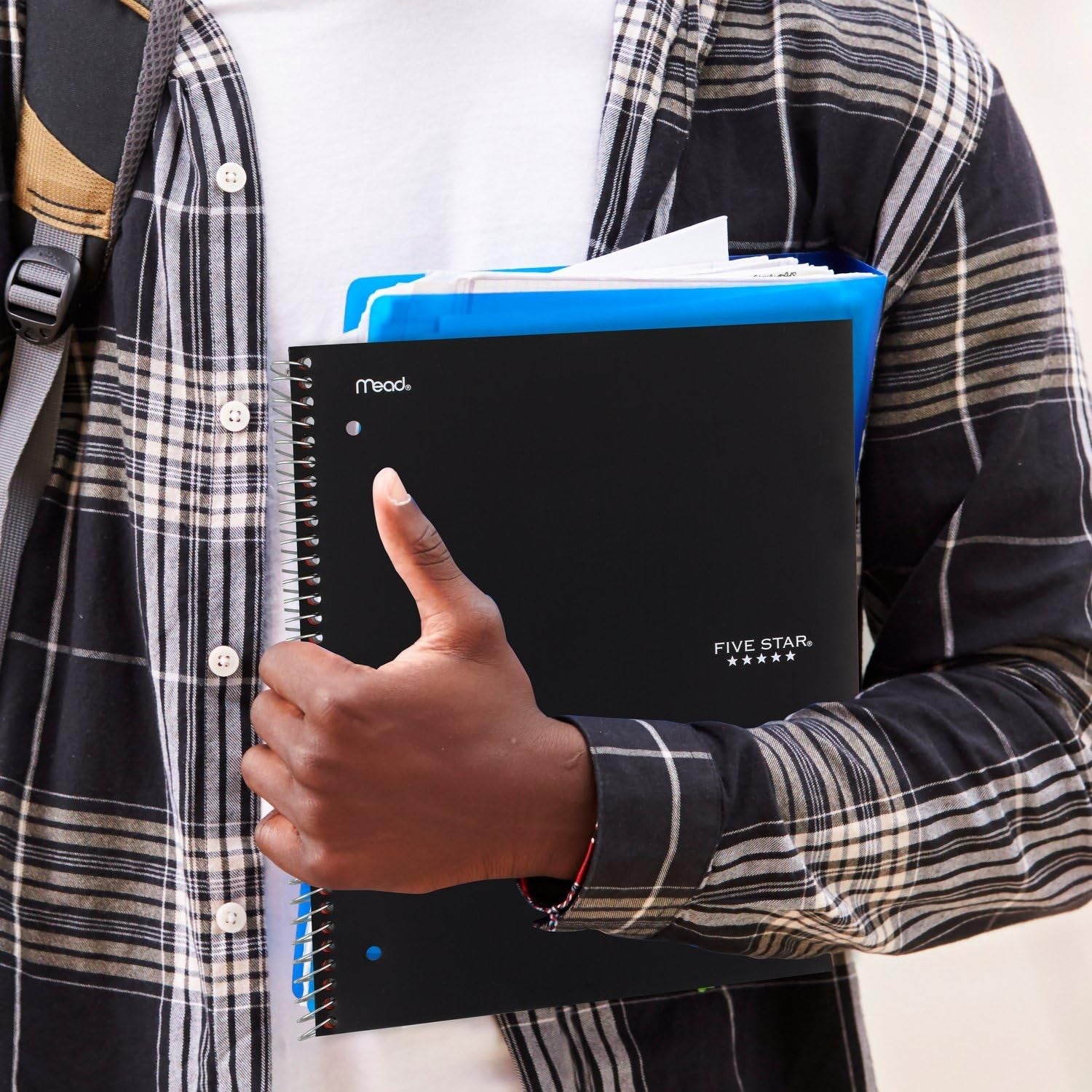 Five Star 5 Subject Spiral Notebook, 200 Sheets, Black, 8.5x11 in