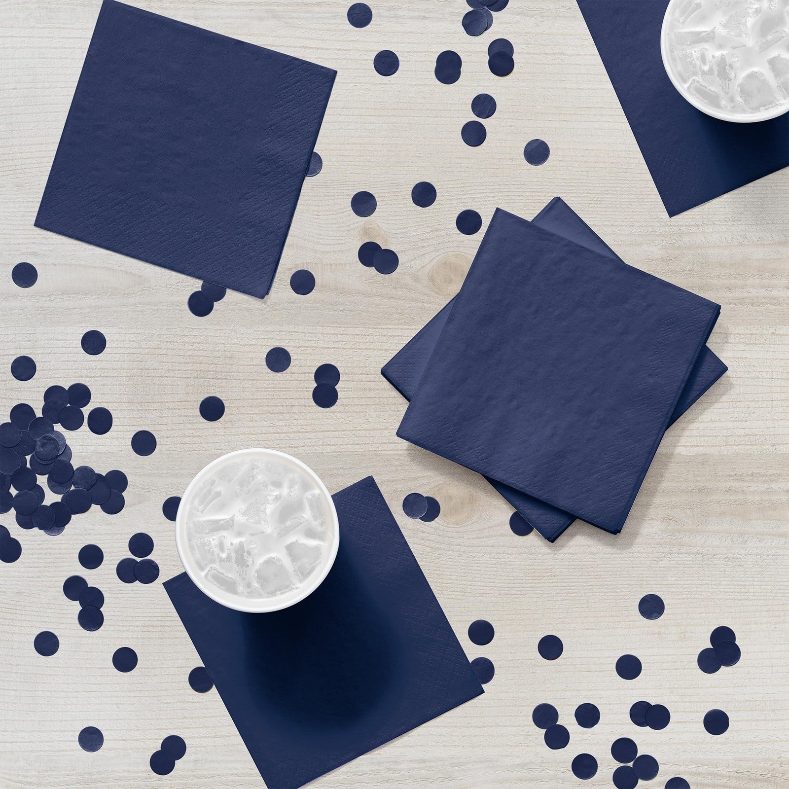 200 Count Navy Blue 2-Ply Paper Beverage Napkins 5" x 5"