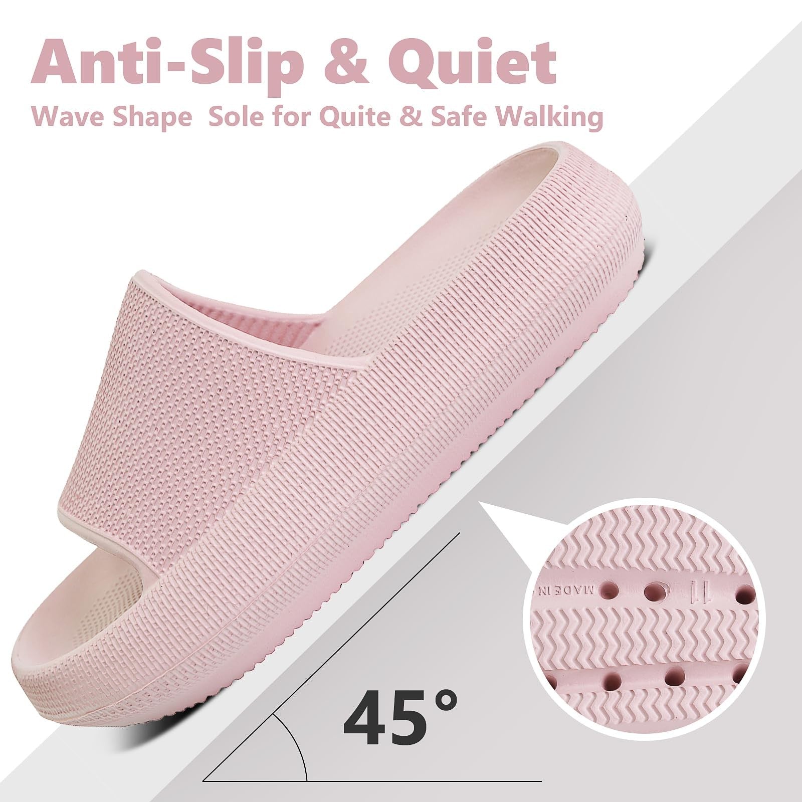 Kids Cloud Slides Pink 13 Little Kid Open Toe Sandals w/ Thick Sole