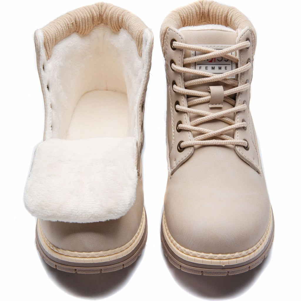 ANJOUFEMME Women’s 8.5 Grey Hiking Boots - Waterproof Outdoor Ankle Boots