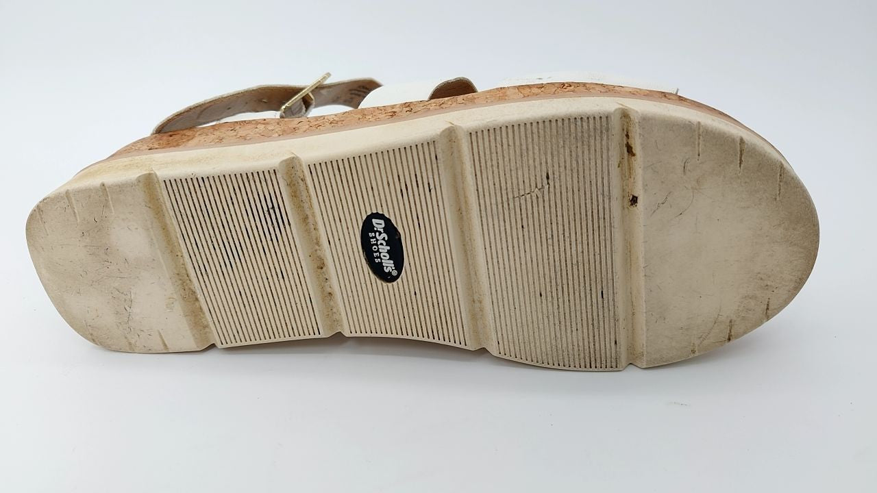 Dr. Scholl's Womens Espadrille Platform Wedge Sandal White/Cork 7.5