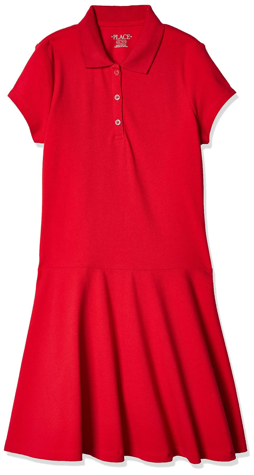 Medium Ruby Pique Polo Dress for Girls, Short Sleeve, Drop Waist