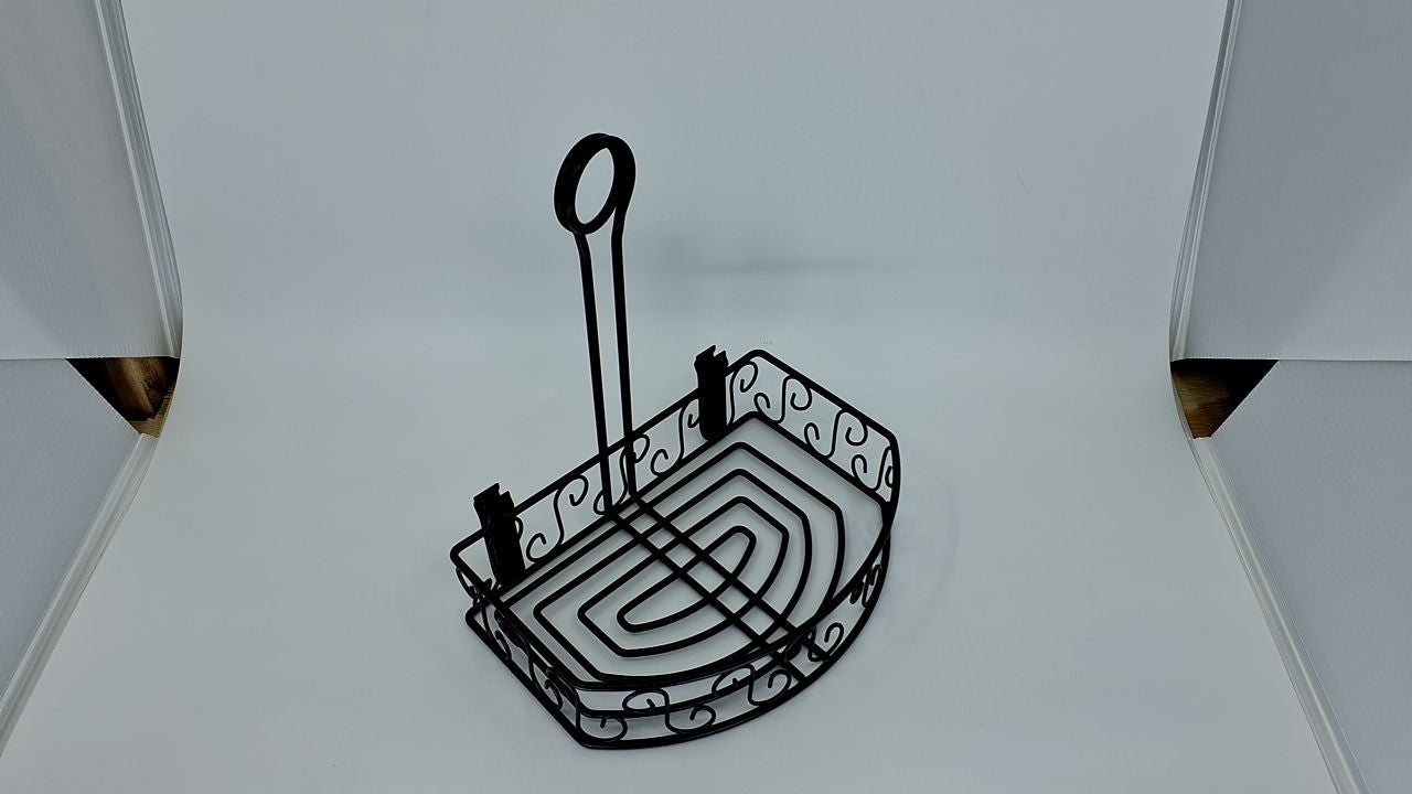 Winco WBKH-6SB Round Black Wire Condiment Caddy with Straight Back, 6.25-Inch