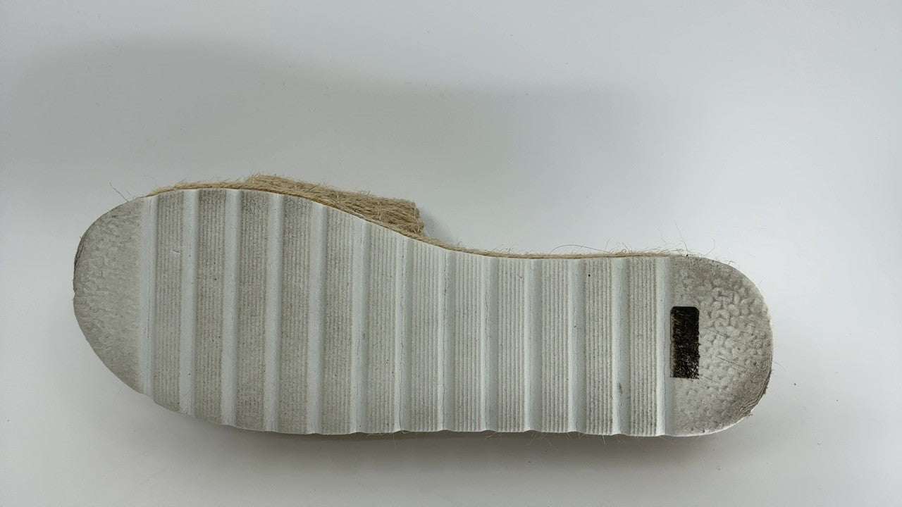 Fashion Summer Slippers Women Thick Slope Heel Beige 4.5 UK