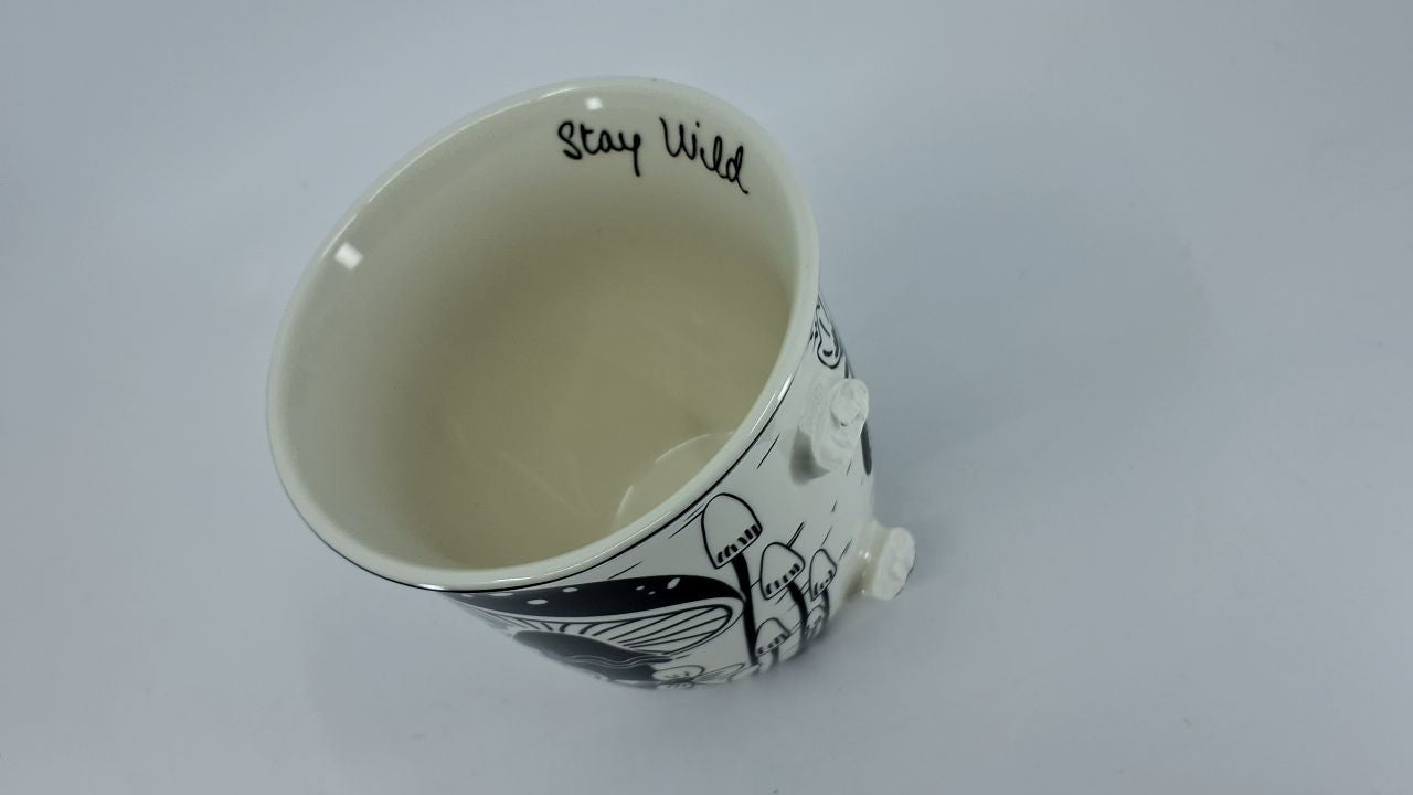 Cute 14 oz Black & White Boho Mug - Ceramic Coffee Cup for Gifts