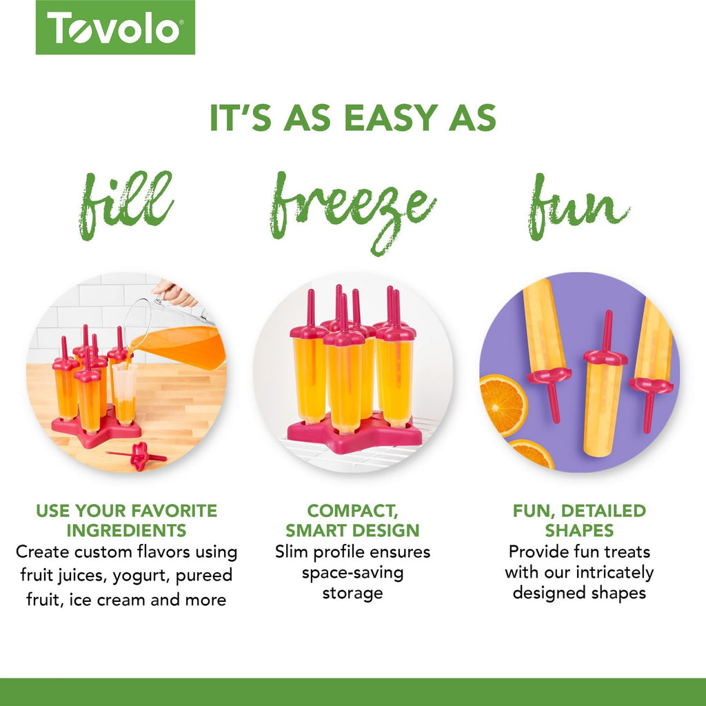 6-Pack Tovolo Star Ice Pop Molds w/ Sticks, Dishwasher Safe, Pink