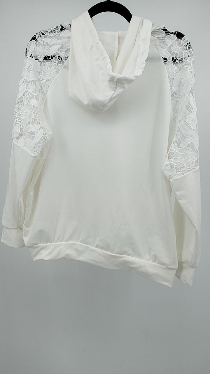 Drawstring Lace Detail Long Sleeve Hoodie