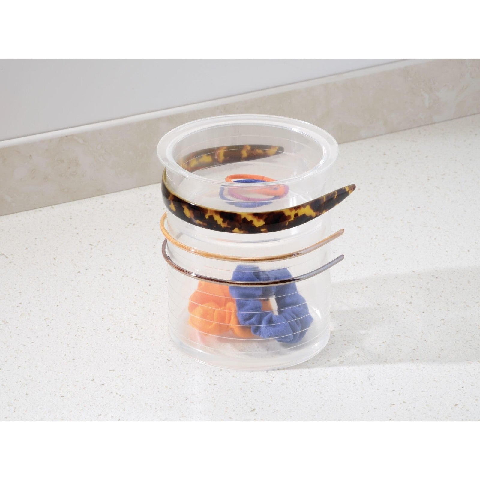 iDesign Clarity Hair Accessories Organizer Canister 6x6x7 Clear