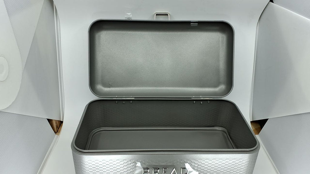 Soho Grey Bread Box - Large Metal Storage for Loaves & Baked Goods