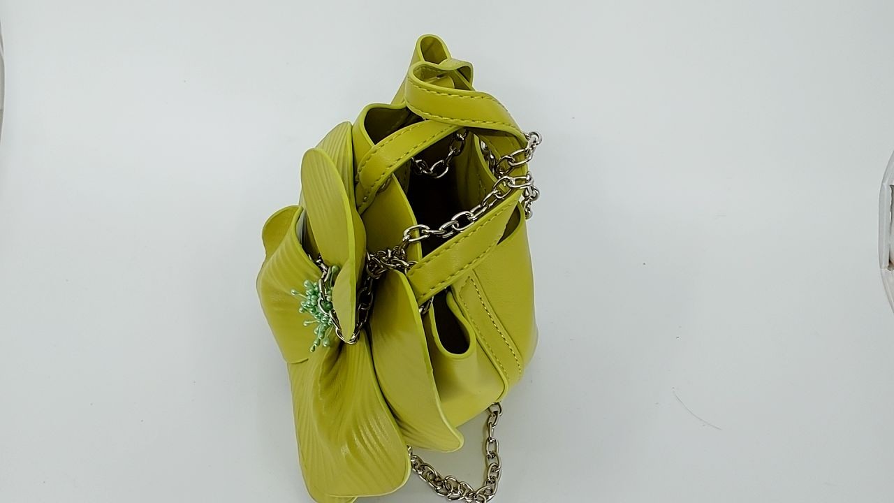 Women's Floral Crossbody Clutch Green PU Leather Evening Purse