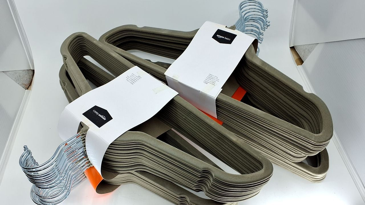 Gray/Silver Velvet Suit Hangers - Slim Non-Slip - Pack of 50