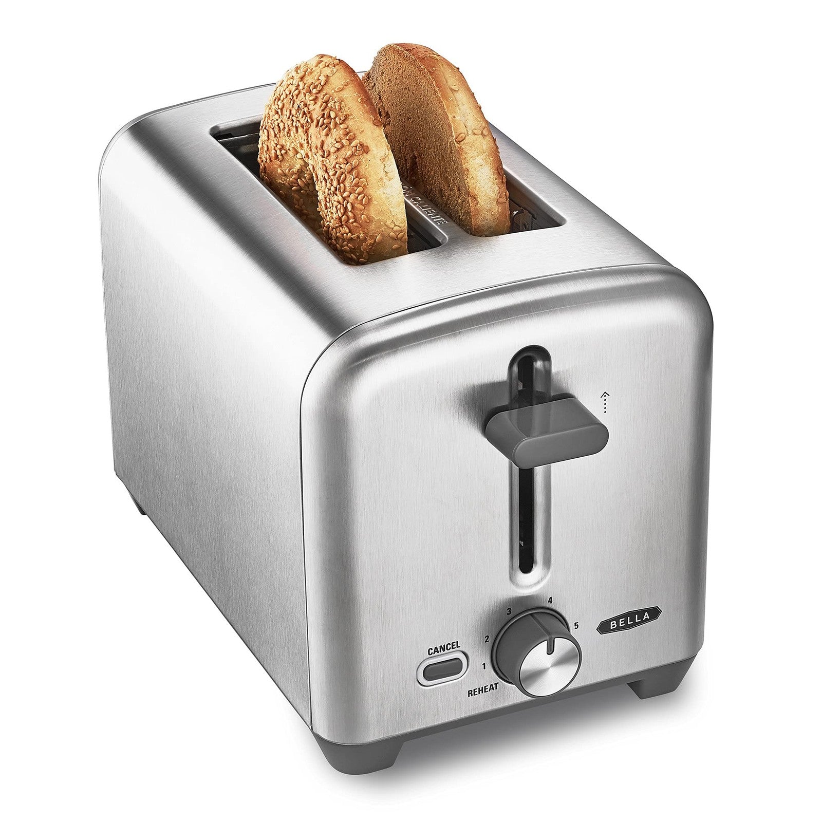 Bella Stainless Steel 2 Slice Toaster, Extra Wide Slots, 6 Browning Options