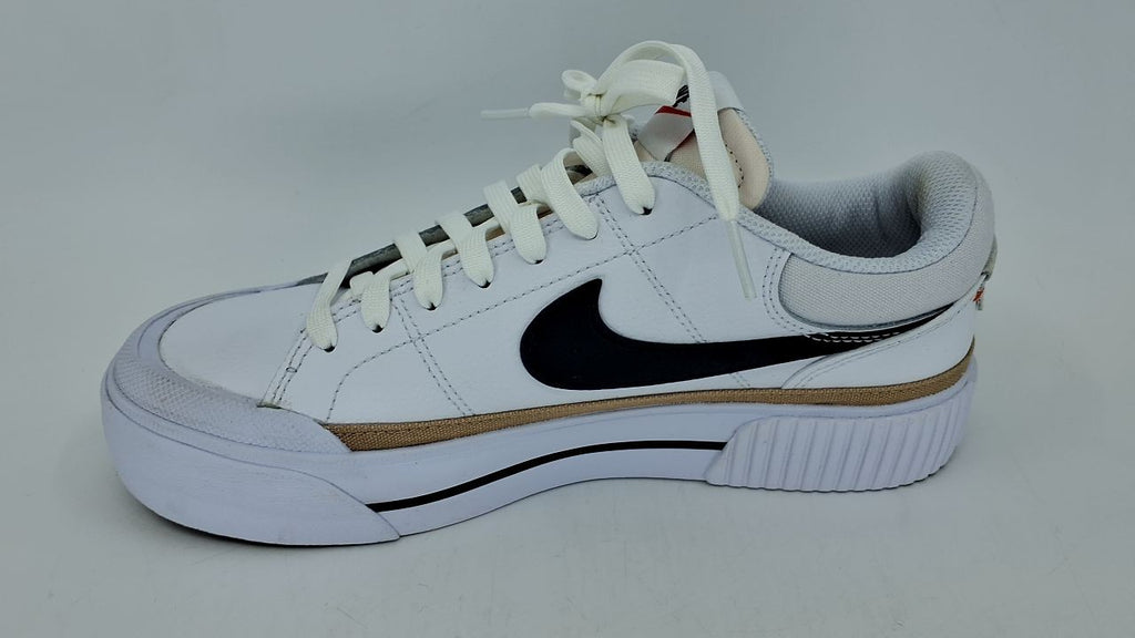 Nike Women's Court Legacy Lift Shoes, White/Black-Hemp-Team Orange, 8.5