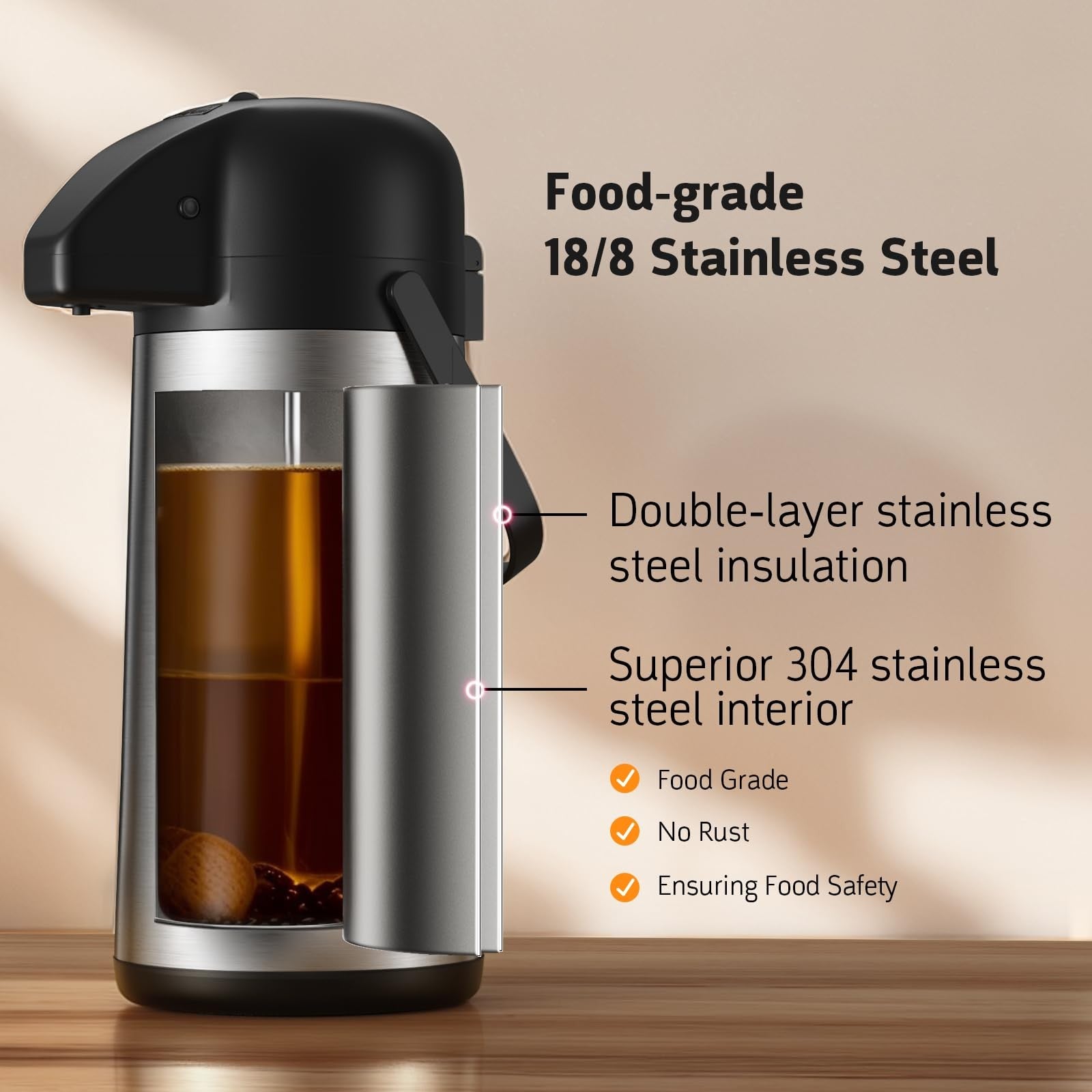 Insulated 102 Oz Coffee Carafe - Stainless Steel Thermal Beverage Dispenser