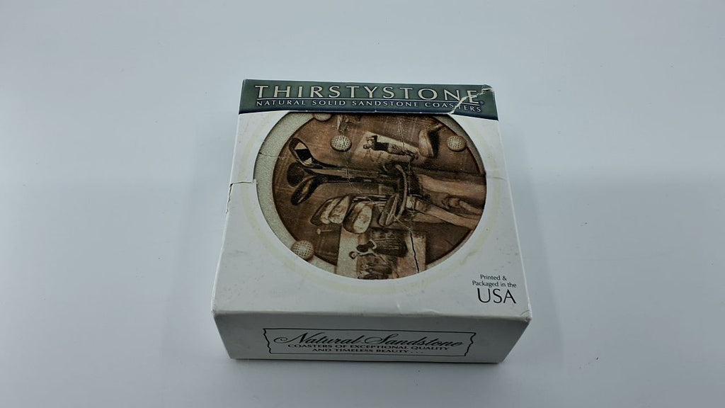 Natural Sandstone Coasters 4 Pack w/ Cork Backing, Unique Patterns