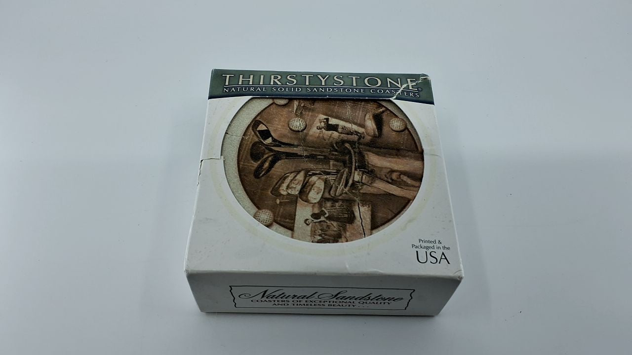 Natural Sandstone Coasters 4 Pack w/ Cork Backing, Unique Patterns