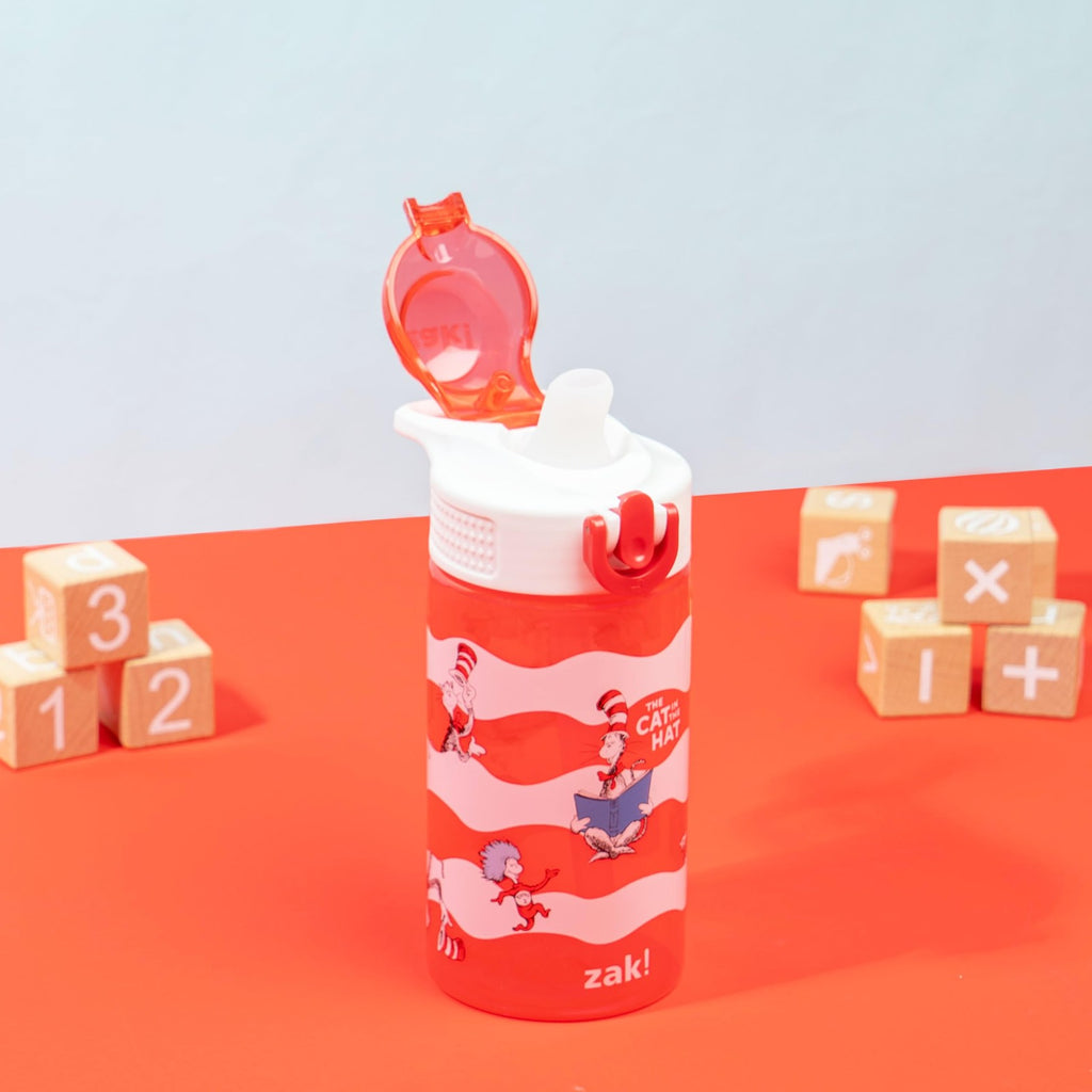 Kids Water Bottle 16oz - Dr. Seuss Cat In The Hat, Easy Clean & Durable
