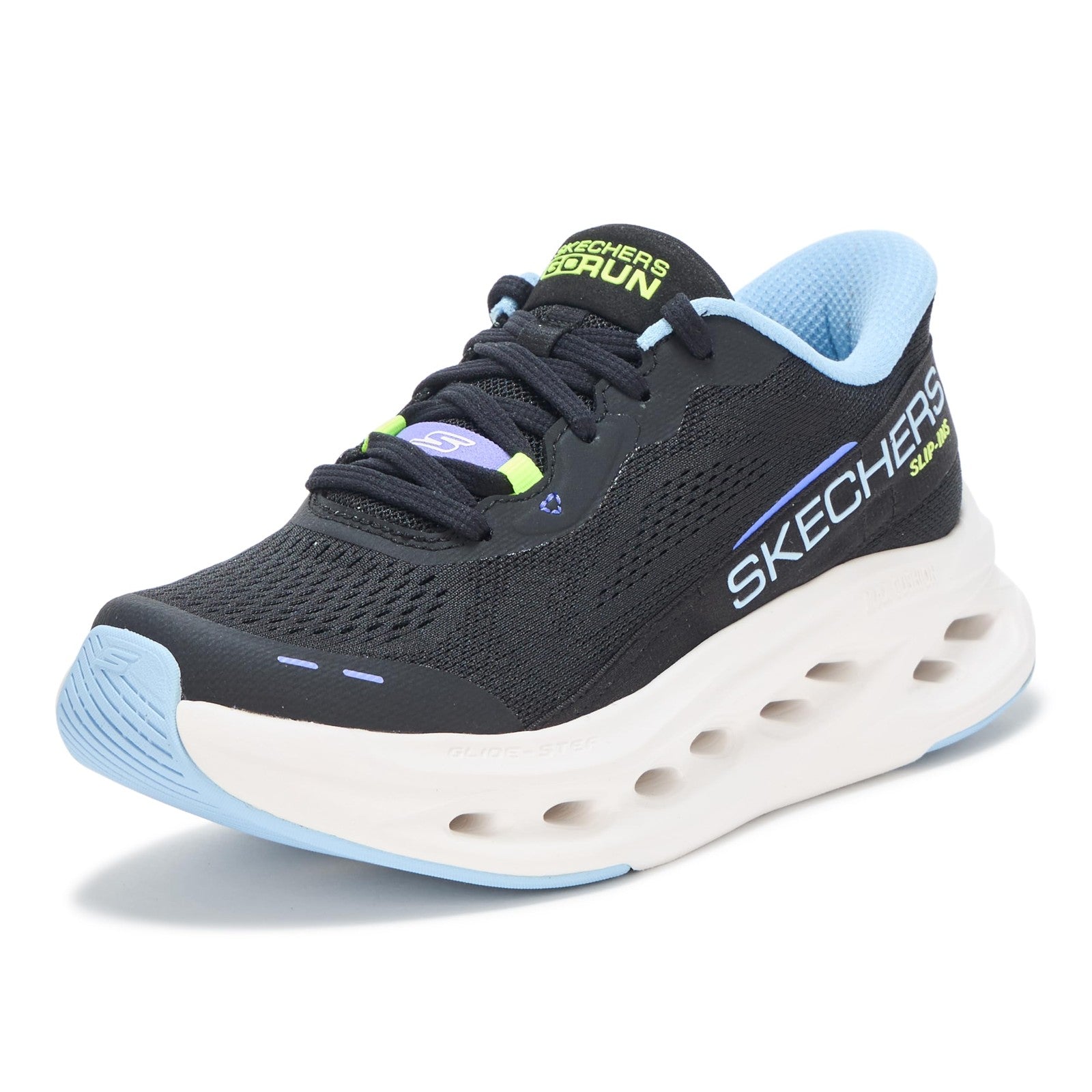 Skechers Women's Max Cushioning Slip-Ins Sneaker Black/Blue Size 9.5
