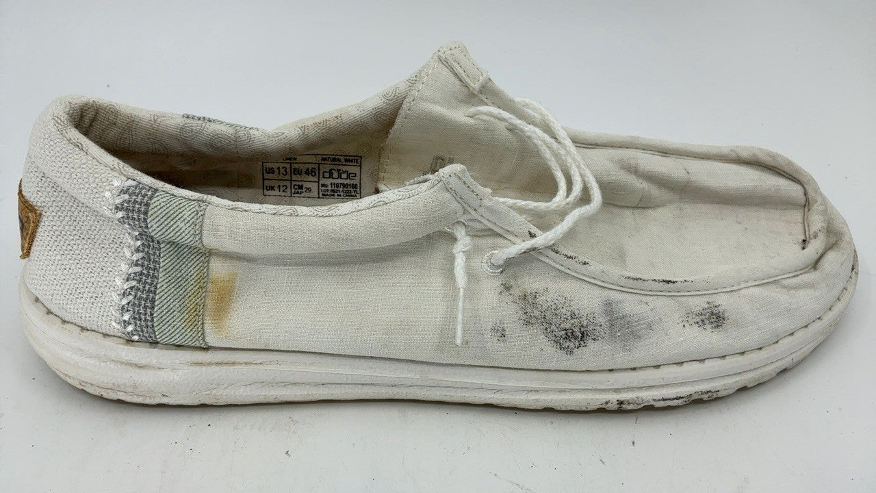 Hey Dude Wally Linen Loafers Natural White Size 13 Men's Shoes