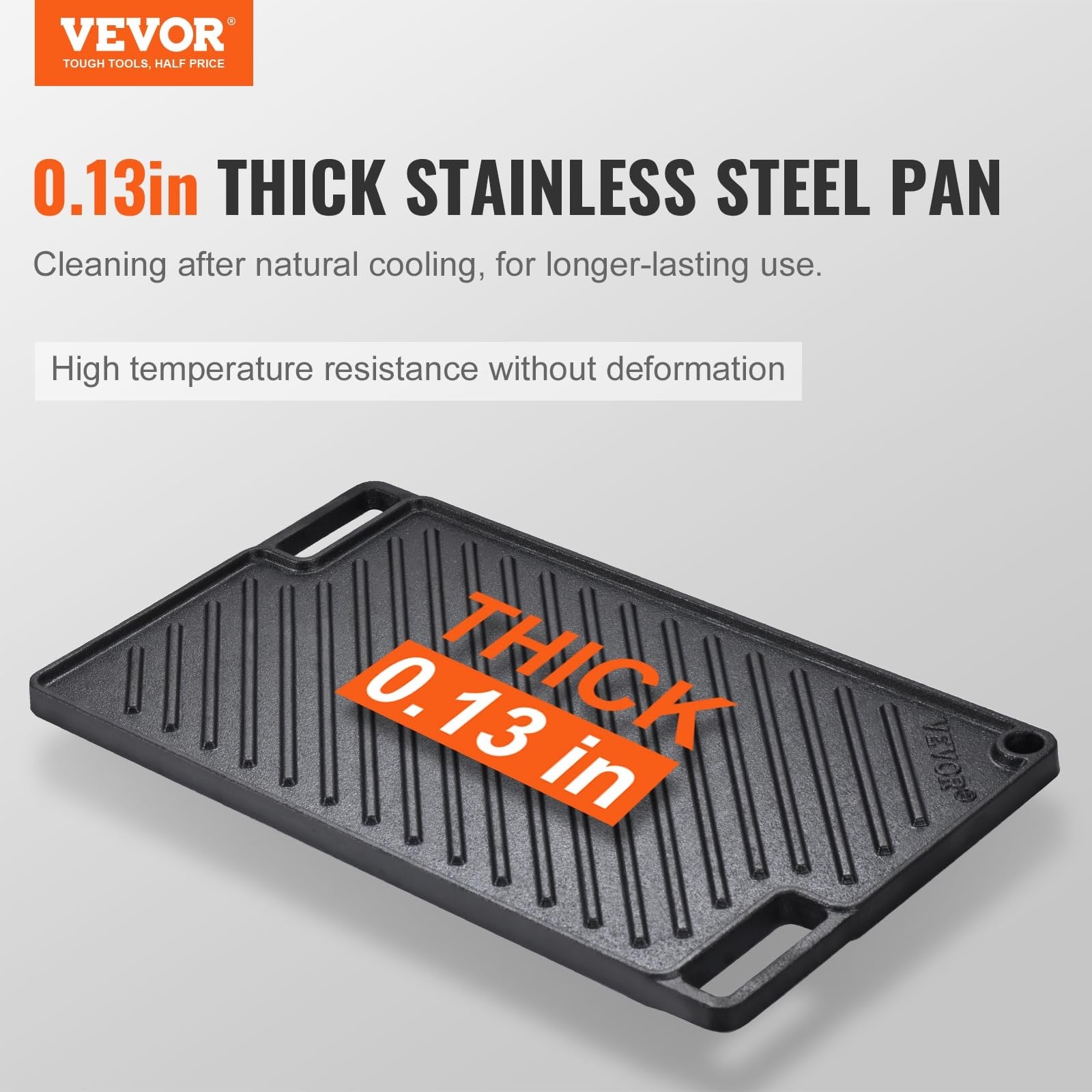 Rectangular 17x10'' Cast Iron Griddle Pan, Non-Stick, BBQ, Black
