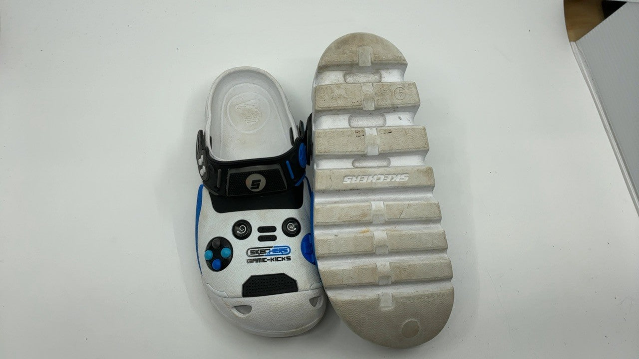 SKECHERS Boy's Zaggle-Hydro-Pointz Clog, White/Black/Blue, 4 Big Kid
