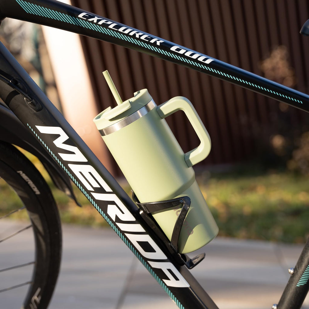 30oz Black Stainless Steel Insulated Tumbler w/ Handle & Straw