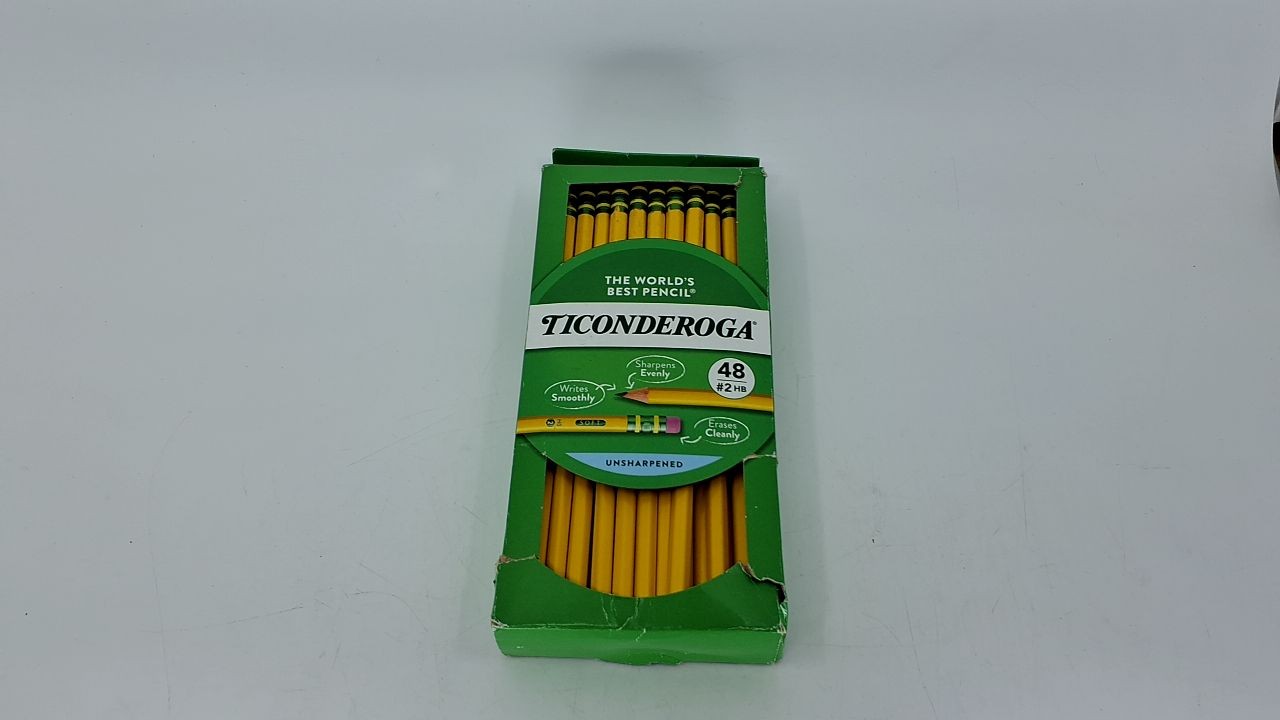 Ticonderoga Wood-Cased Pencils, Unsharpened, 2 HB Soft, Yellow, 48 Count
