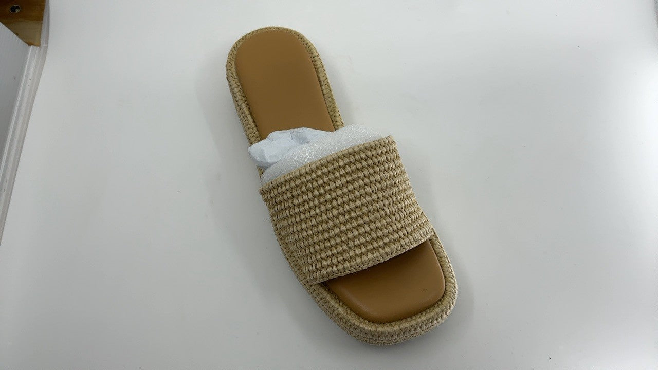 EQAUDES 7.5 Brown Platform Wedge Espadrille Sandals for Women