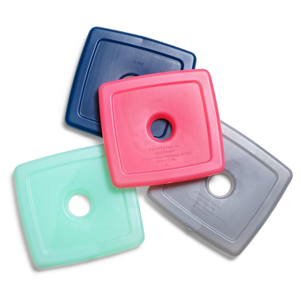 Fit & Fresh 4 Pack Slim Ice Packs, Reusable, Quick Freeze, Multi Color