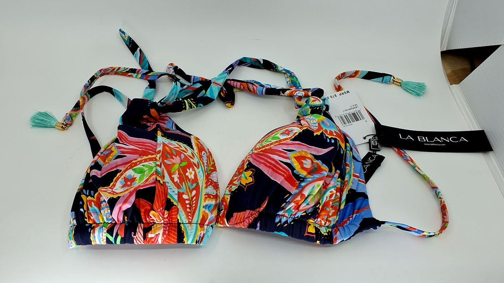 La Blanca Women's Halter Bikini Swimsuit Top, Multi//Tropidelic Paisley, 8
