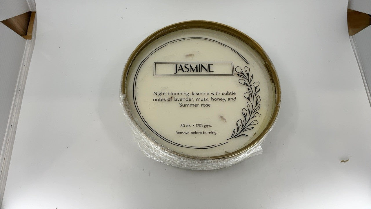 60 oz Jasmine Scented Candle 4 Wick Gold Metal Decorative Candle