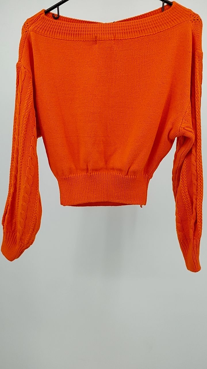 Cable Knit Off-Shoulder Long Sleeve Sweater