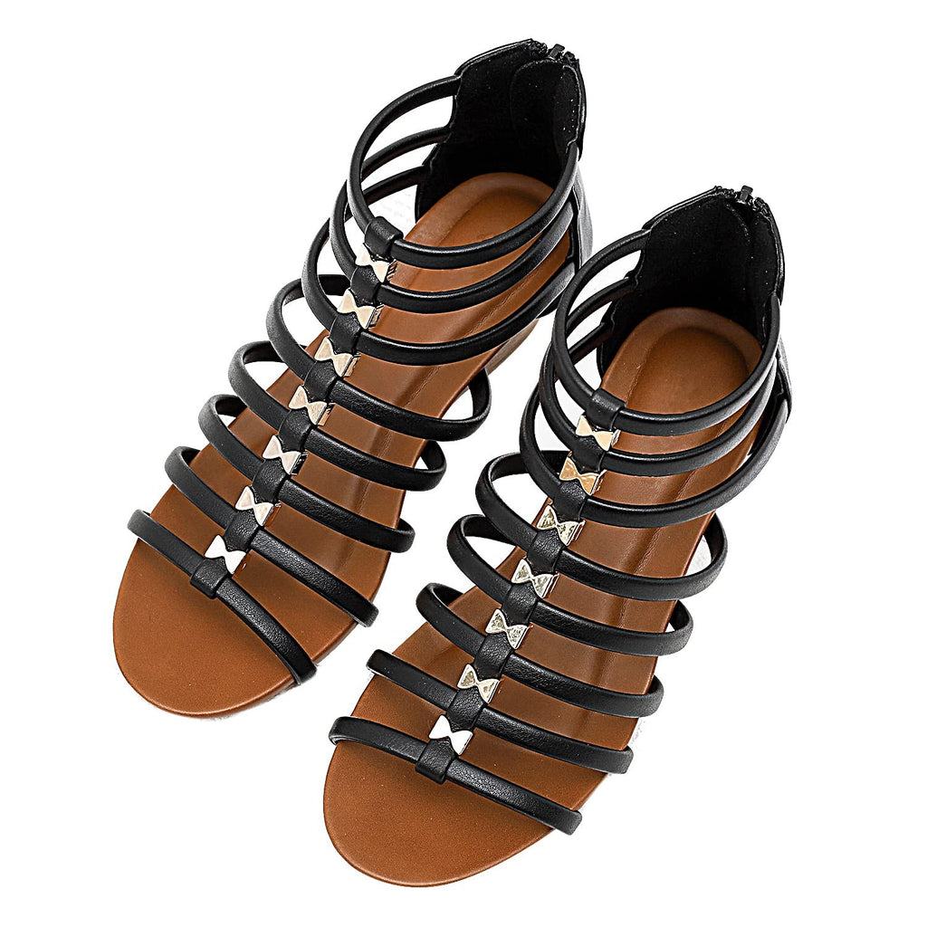 STMAHER Womens Gladiator Sandals Zipper Strappy Wedge For girls Black Size 9/40