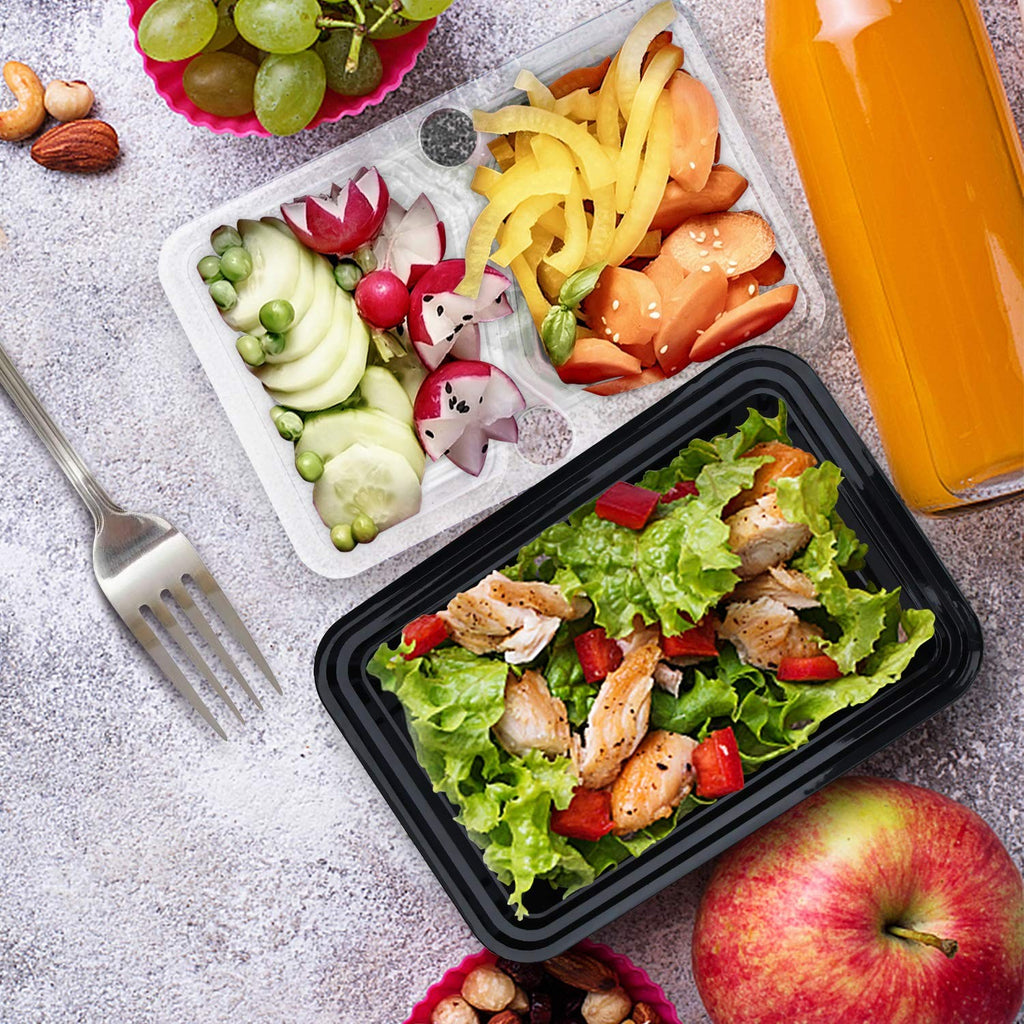 20 Pack Meal Prep Containers, 3 Compartment Bento Box, Microwave Safe