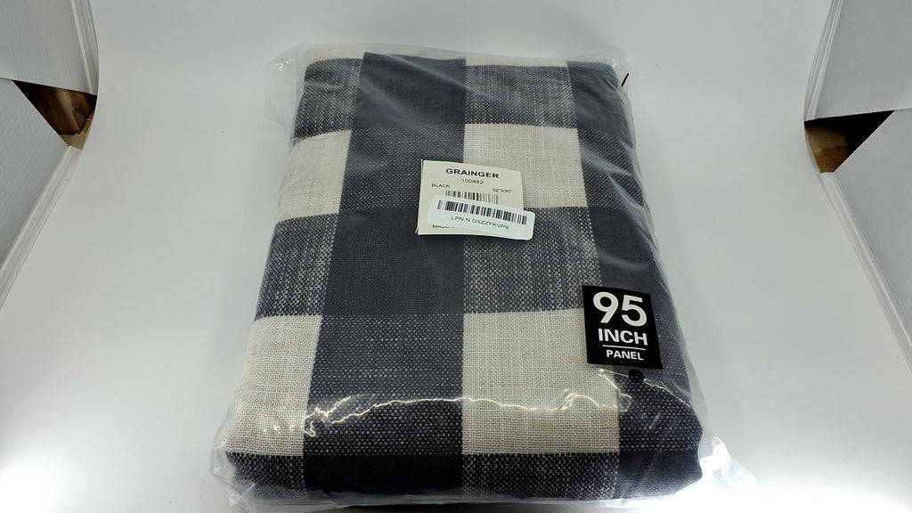 Buffalo-Check Blackout Window Curtain 52x95 Black Farmhouse Style