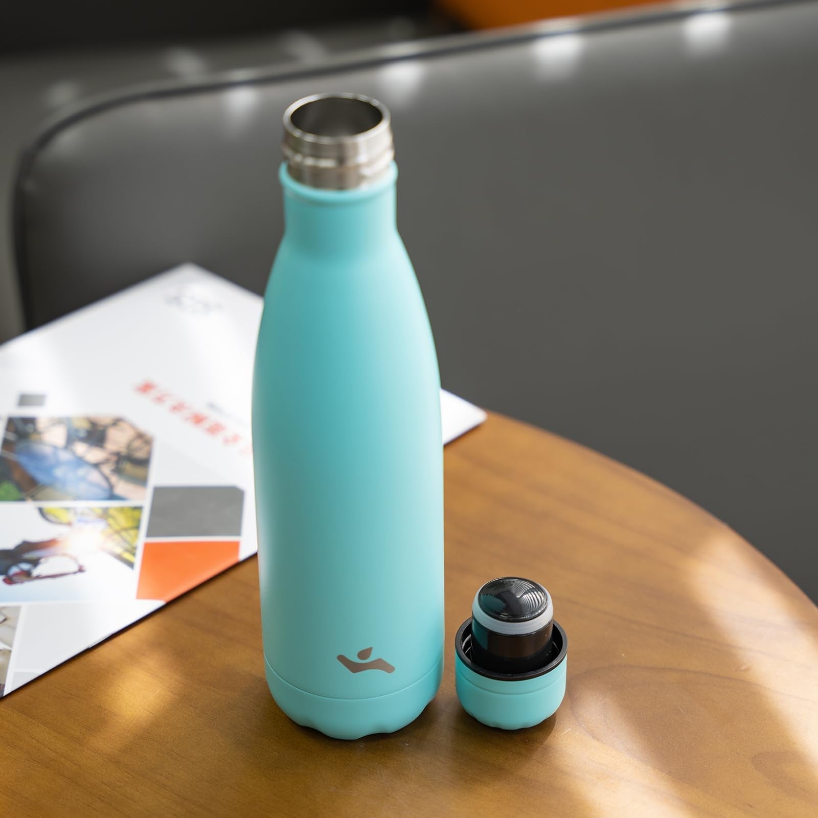 25 Oz Turquoise Insulated Water Bottle, Stainless Steel, Double Wall