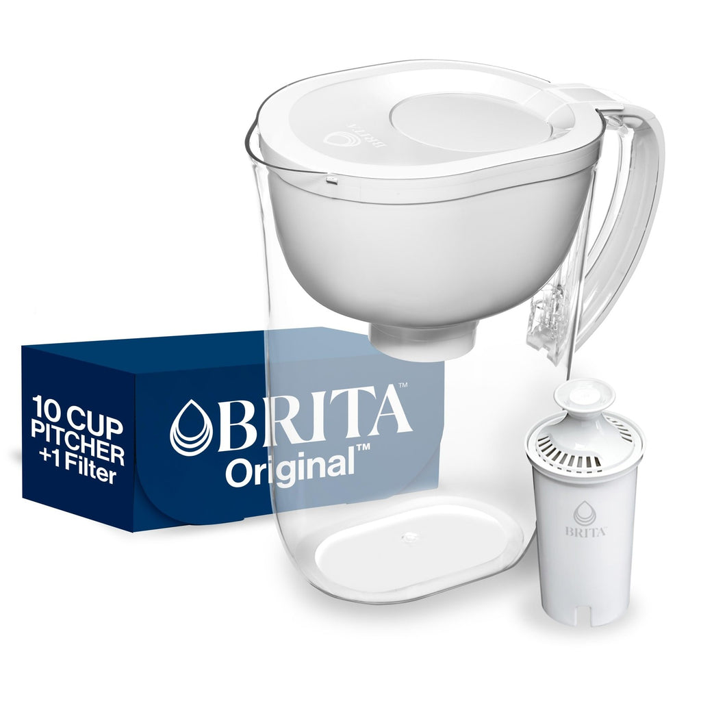 Brita Water Filter Pitcher, 10-Cup Capacity, White, BPA-Free, 1 Filter