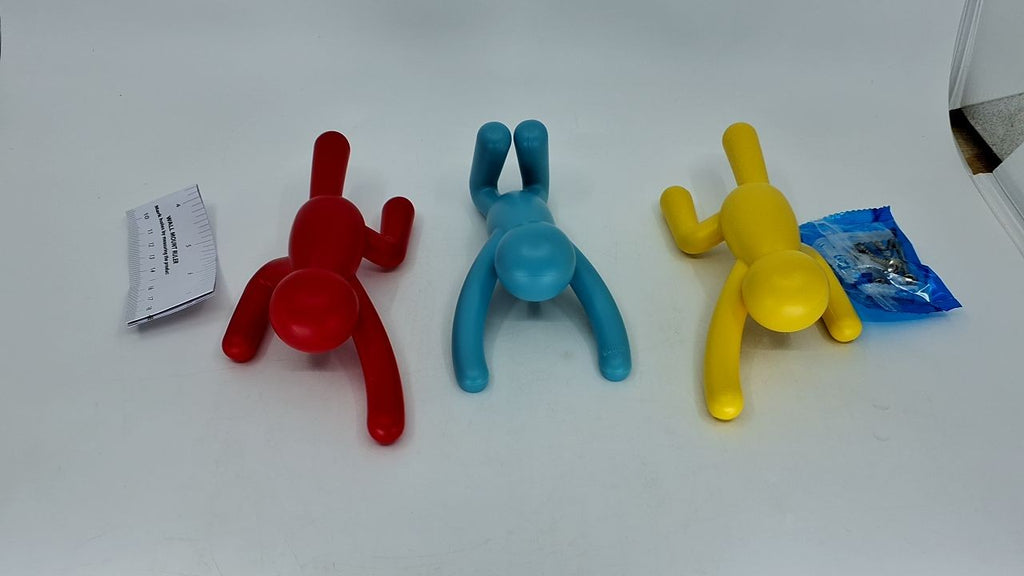 Multicolored Buddy Wall Hooks, Set of 3, Wall-Mounted Coat Hooks